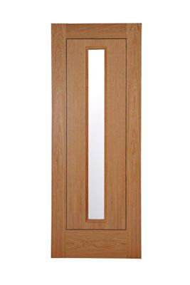 1 panel Patterned Glazed Flush Internal Door, (H)1981mm (W)838mm (T)35mm
