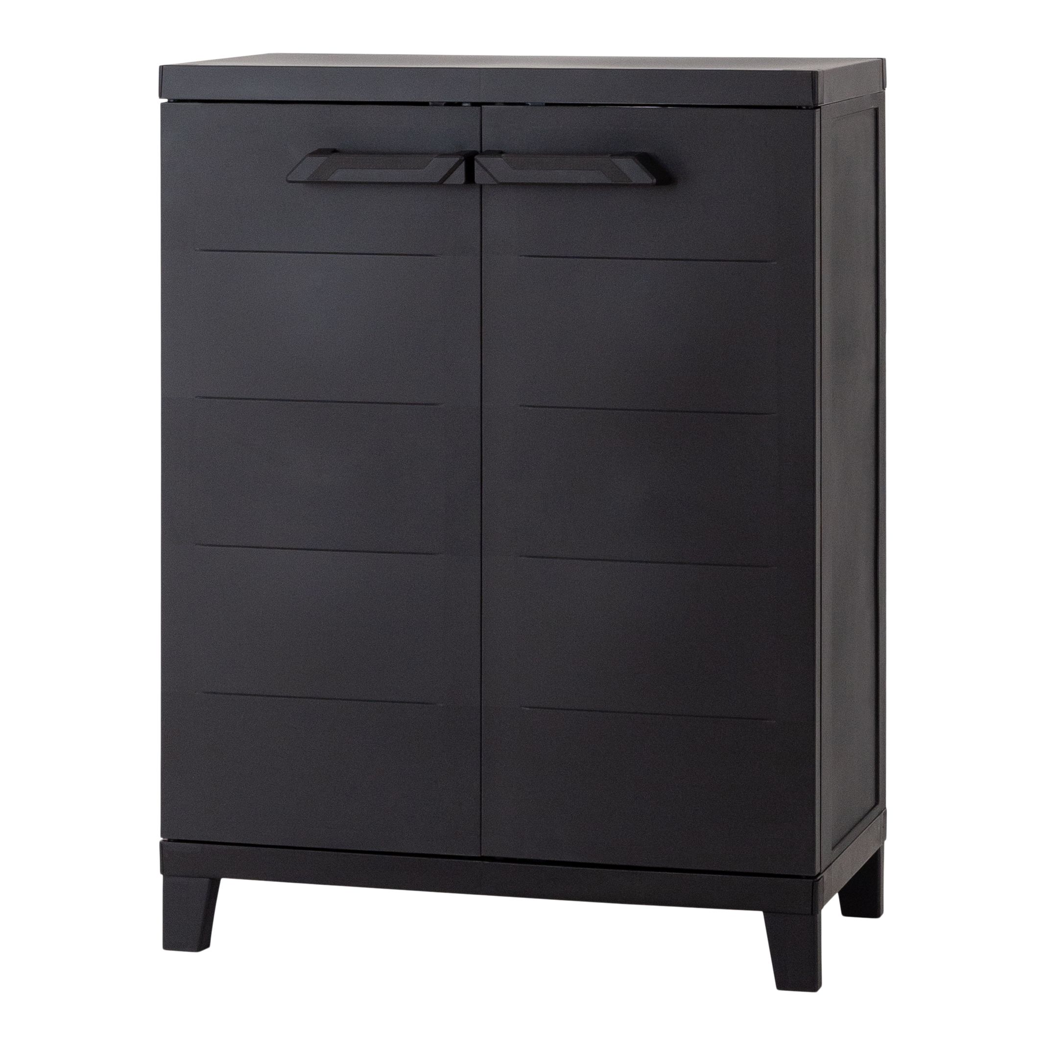 1 shelf Black Plastic Utility Short storage cabinet (H)88cm x (W)66cm x (D)40cm