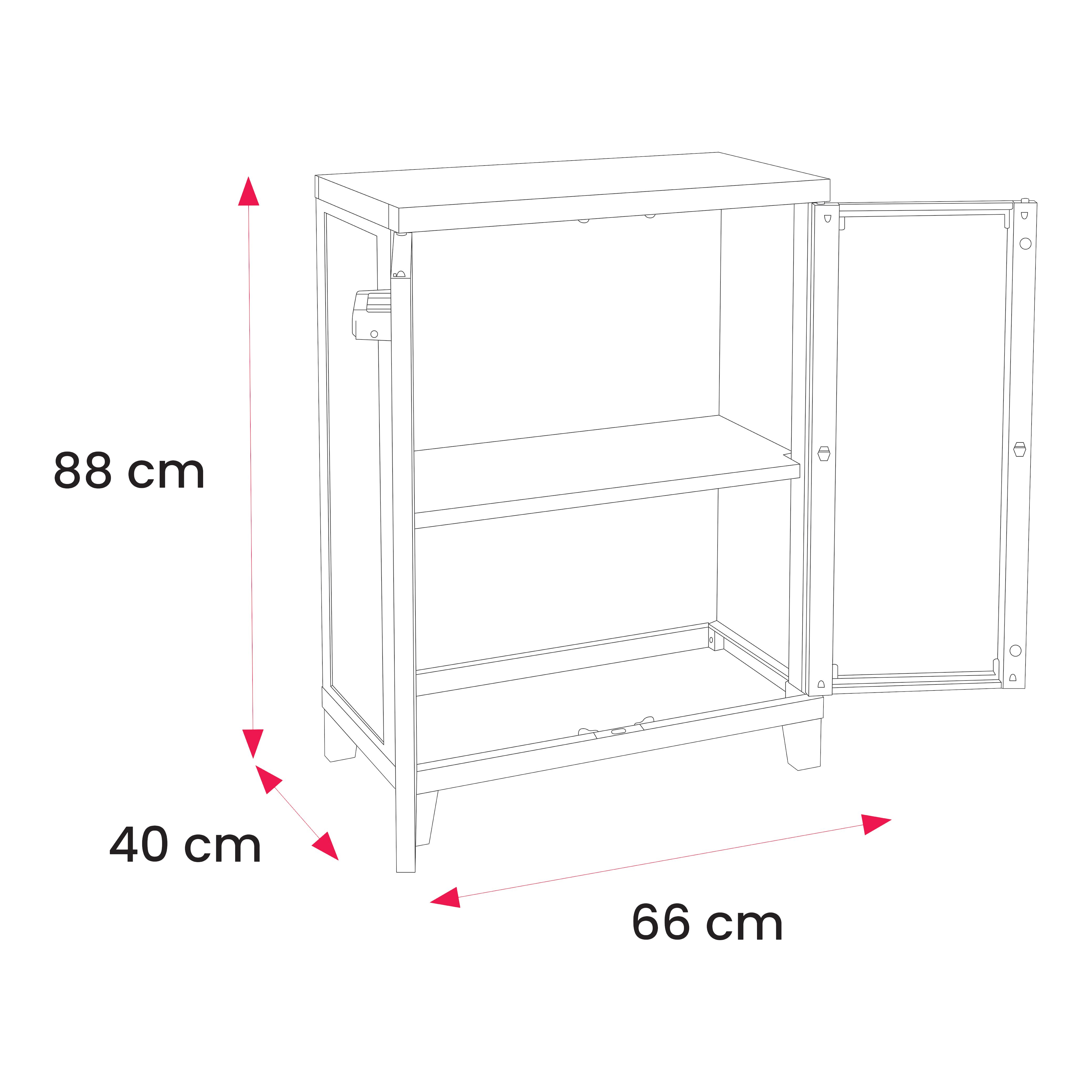1 shelf Black Plastic Utility Short storage cabinet (H)88cm x (W)66cm x (D)40cm