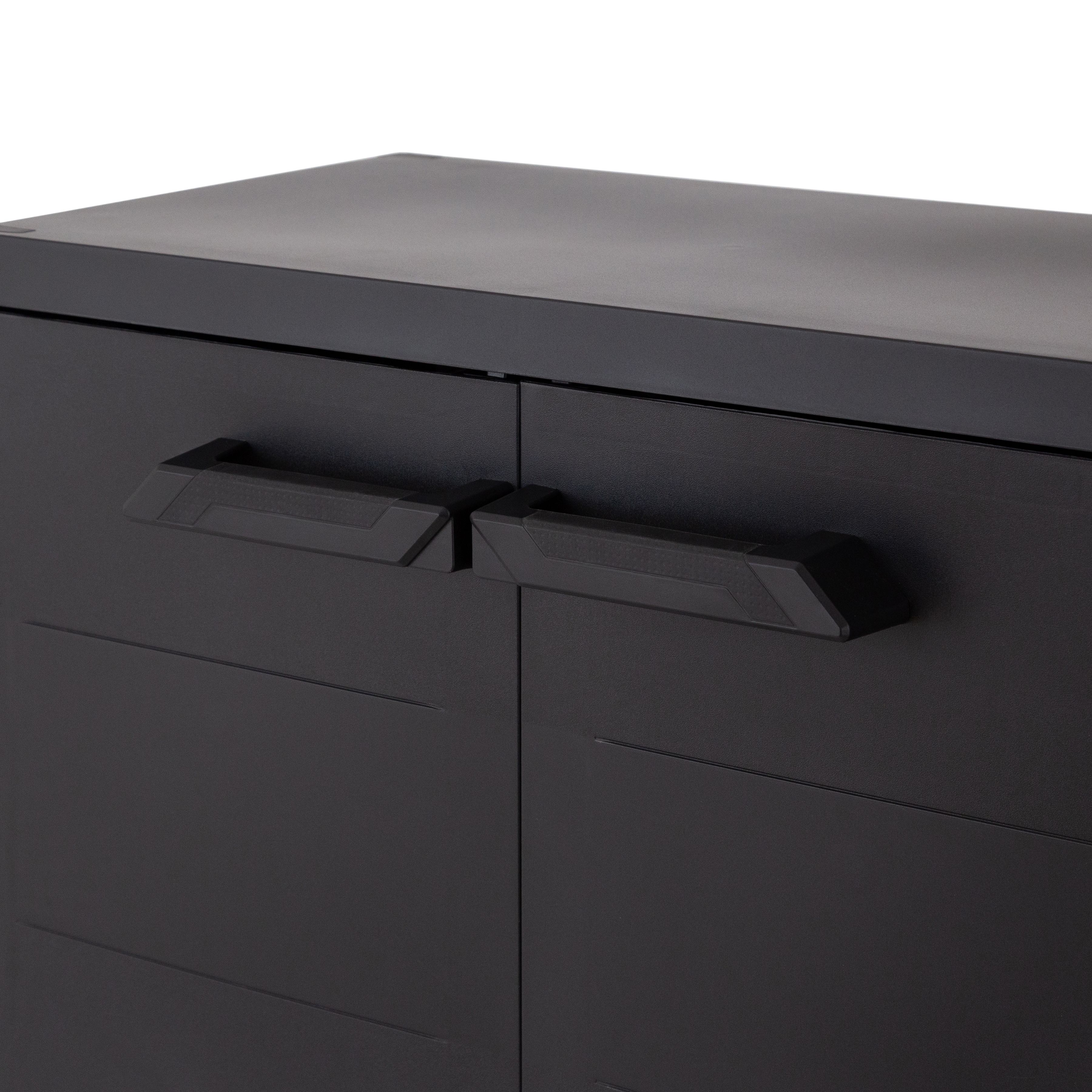 1 shelf Black Plastic Utility Short storage cabinet (H)88cm x (W)66cm x (D)40cm