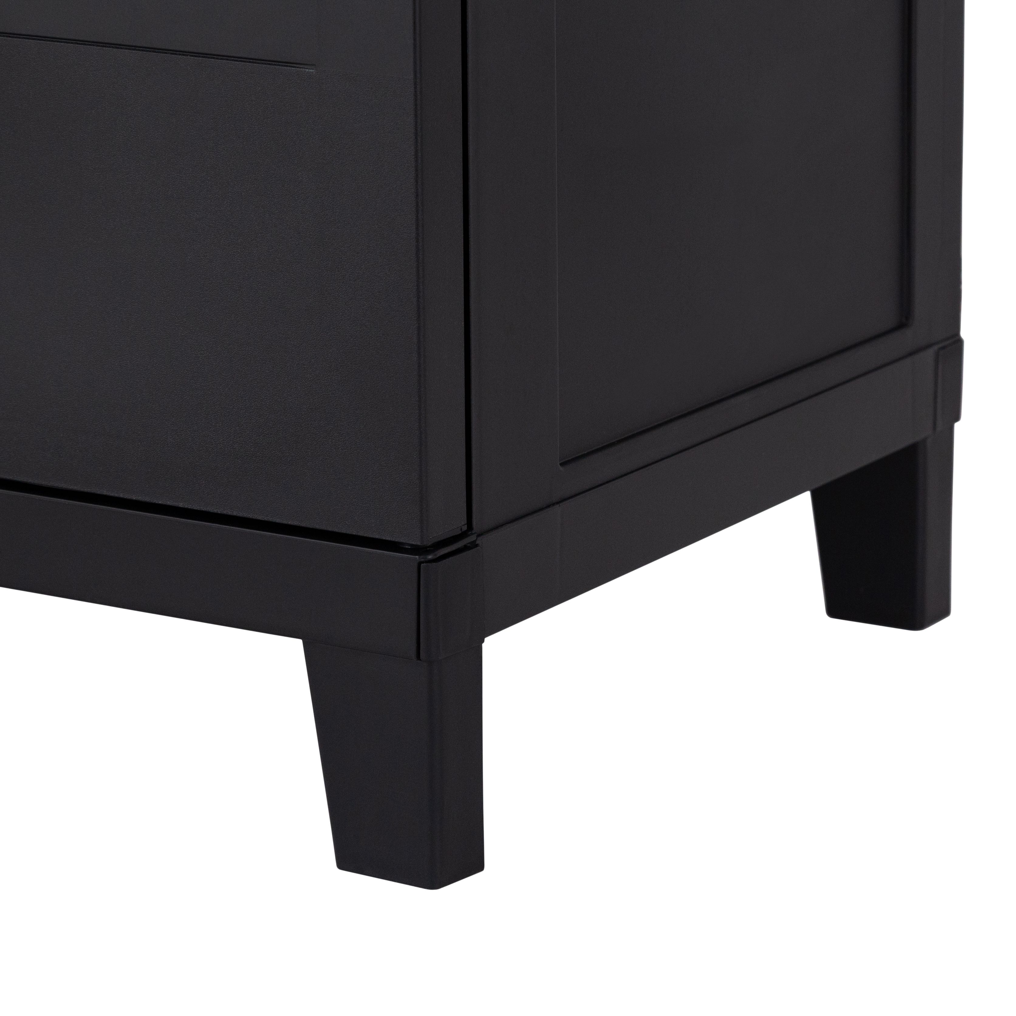 1 shelf Black Plastic Utility Short storage cabinet (H)88cm x (W)66cm x (D)40cm