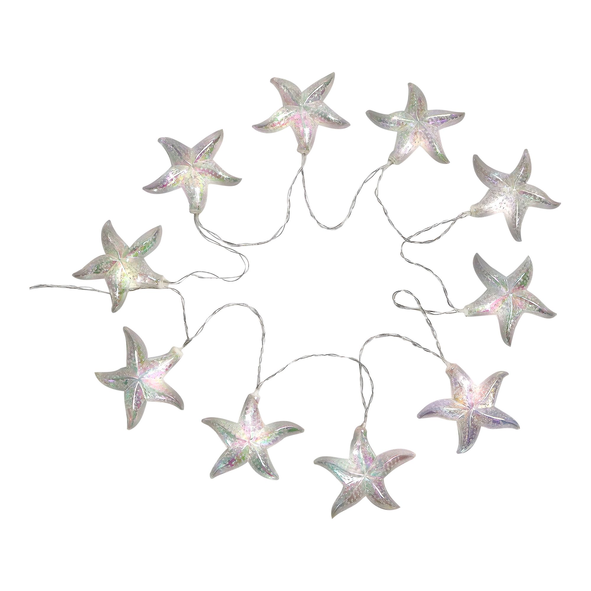 10 Ice white Starfish LED String lights With timer function Clear cable