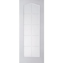 10 Lite Etched Glazed Arched Primed White Internal Door, (H)1981mm (W)762mm