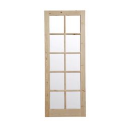 10 Lite Glazed Knotty pine LH & RH Internal Door, (H)1981mm (W)838mm