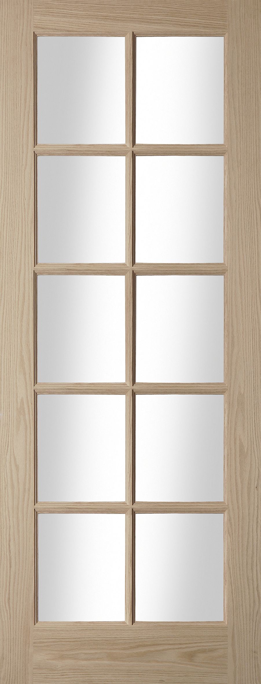 10 Lite Glazed Oak veneer Internal Door, (H)1981mm (W)610mm (T)35mm