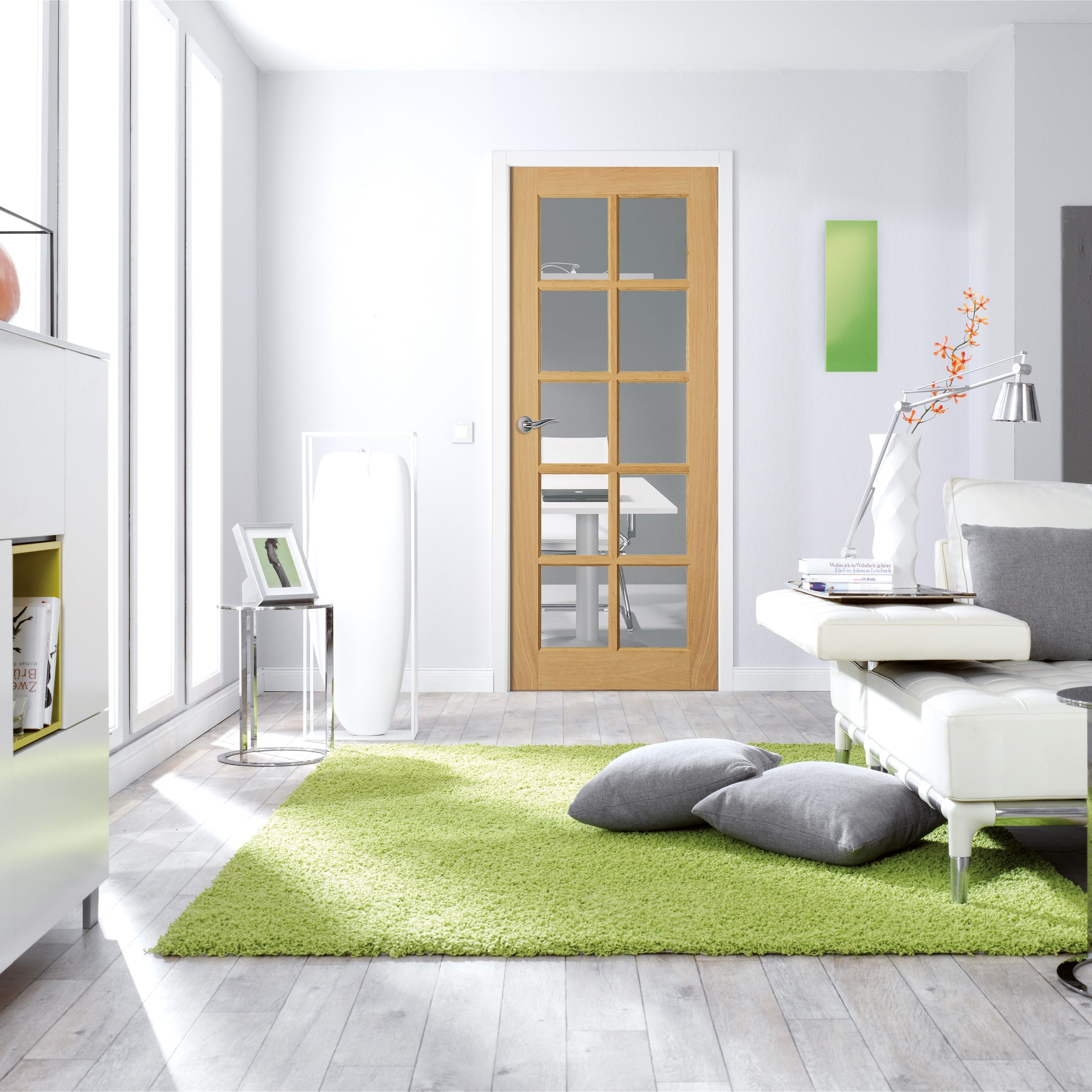 10 Lite Glazed Oak veneer Internal Door - 4