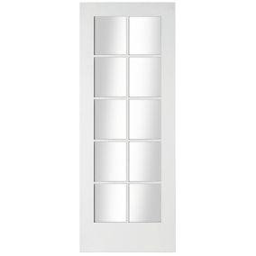 10 Lite Glazed Primed White LH & RH Internal Door, (H)1981mm (W)762mm