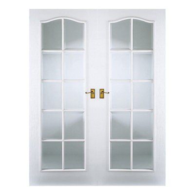 10 Panel 10 Lite Frosted Glazed Primed Internal French French Door Set H 1981mm W 1168mm Diy At B Q