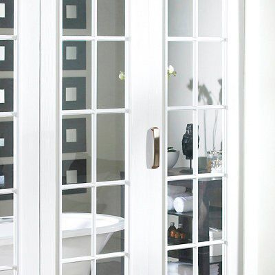 10 panel Clear Glazed White Woodgrain effect Internal Folding Door set, (H)1981mm (W)2440mm
