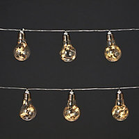 10 Warm white Bulb LED String lights Clear cable