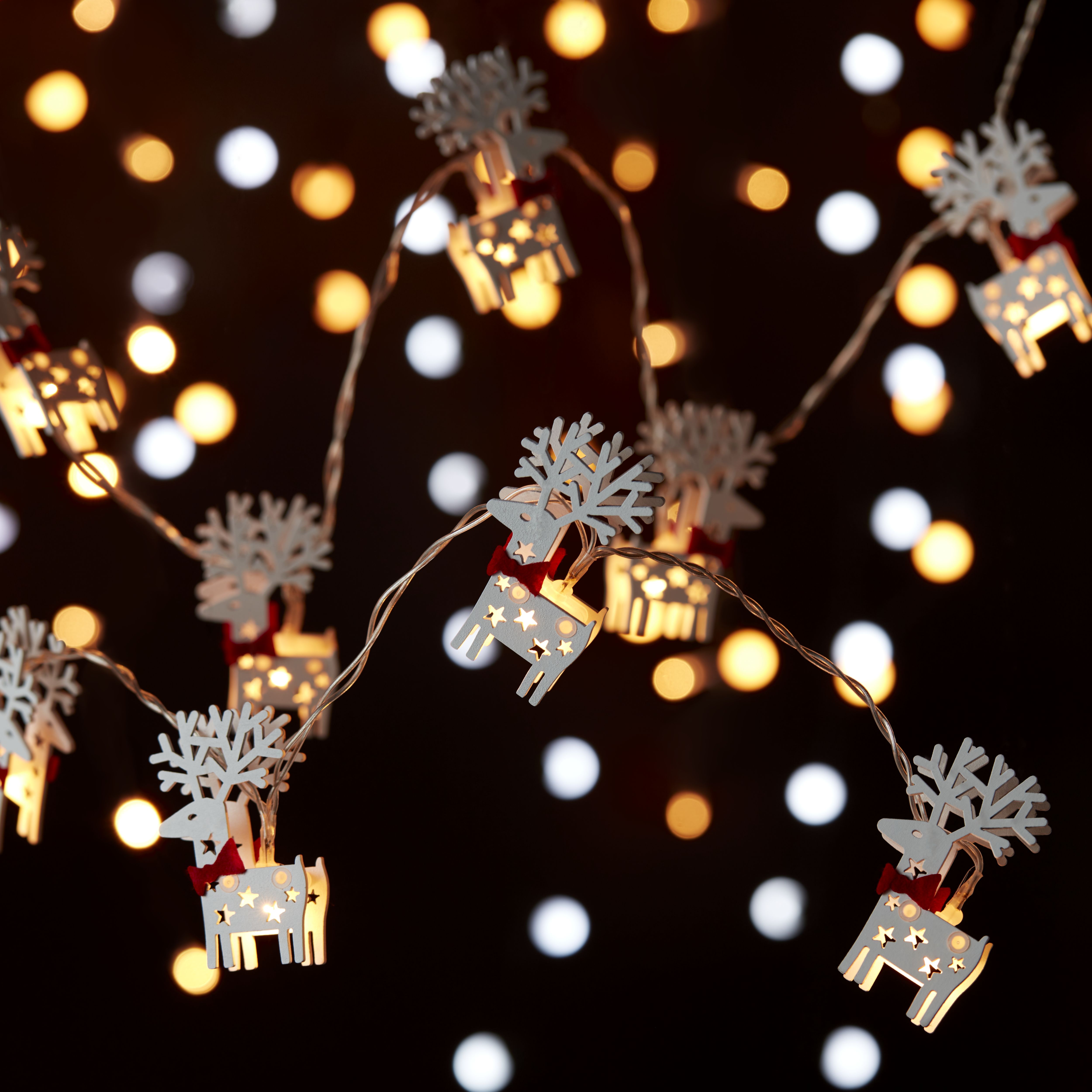 10 Warm white Reindeer LED Rope Light No timer function Clear cable