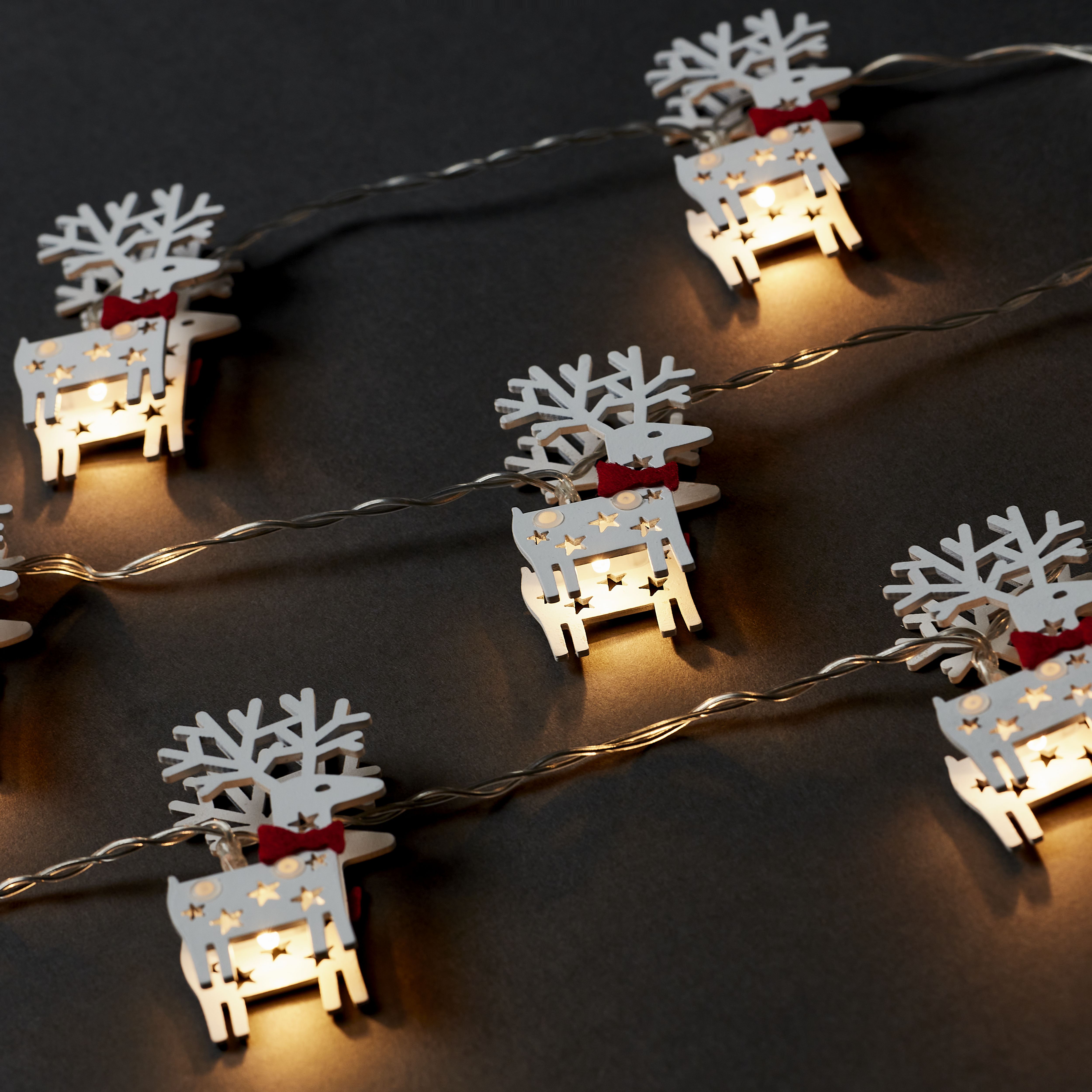 10 Warm white Reindeer LED Rope Light No timer function Clear cable
