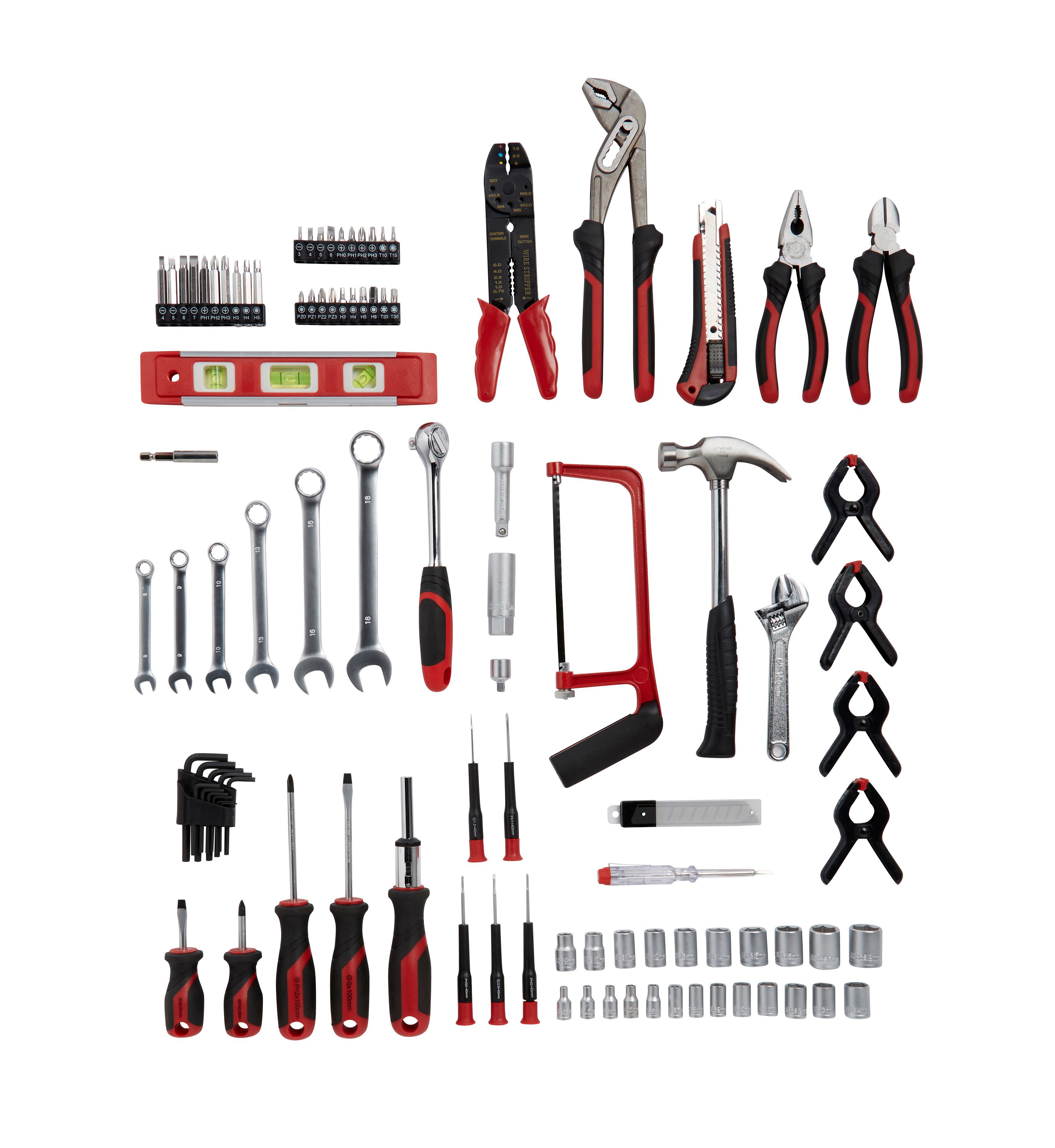 100 piece Black & red Hand tool kit TK03 at B&Q