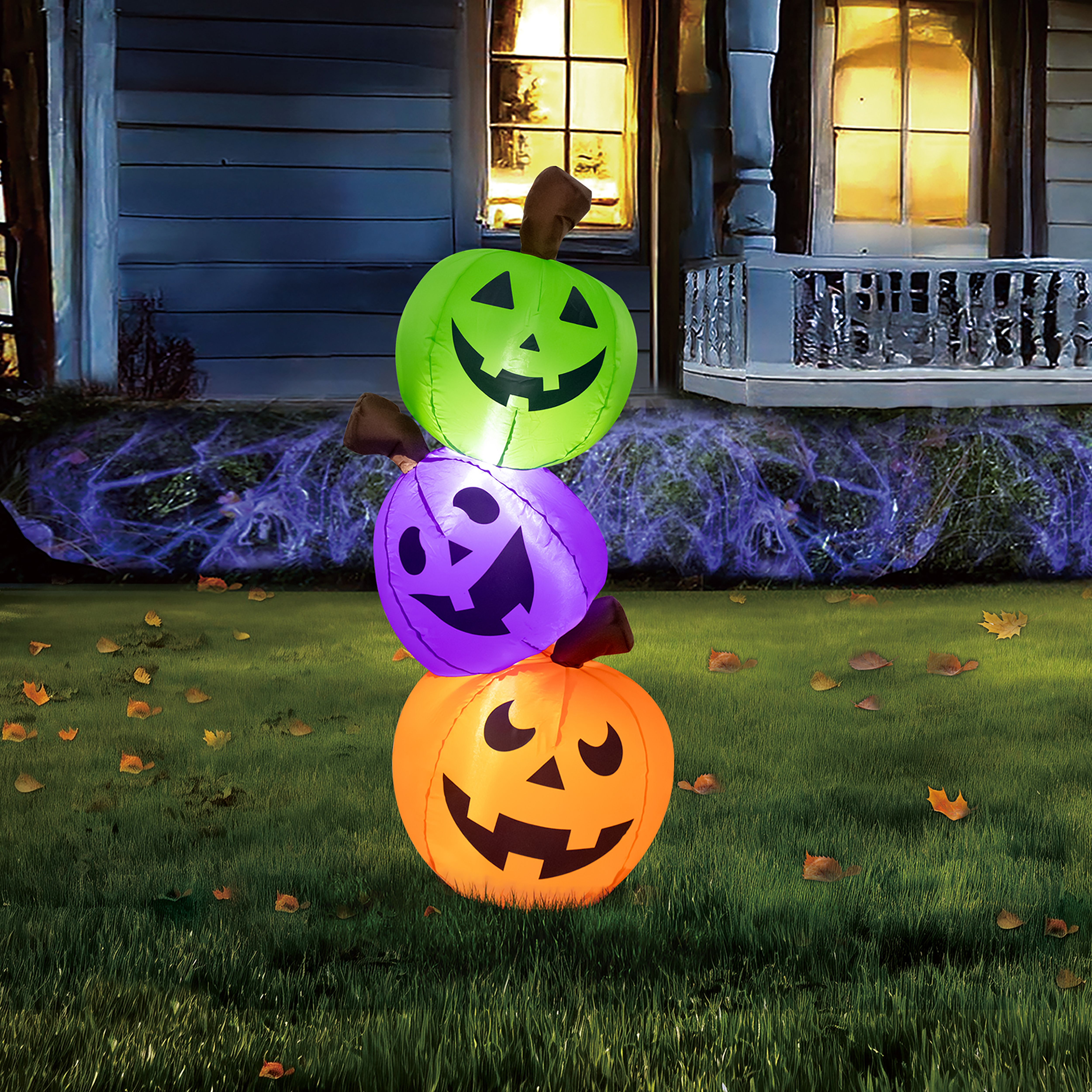 1070mm Pumpkin Inflatable with White LED - Mains-powered