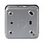 10A Grey Double 2 way Metal-clad switch with White inserts