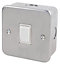 10A Grey Single 2 way Metal-clad switch with White inserts