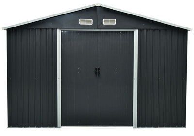 10x12 ft Apex Dark grey Metal 2 door Shed