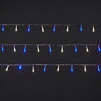 120 Blue/Ice white (Dual colour) LED String lights Clear cable