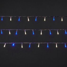 120 Blue/Ice white (Dual colour) LED String lights with Clear cable
