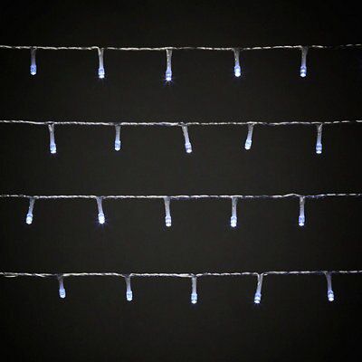 120 Ice white LED With timer String lights Clear cable