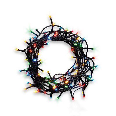 120 Multicolour LED String lights Green cable