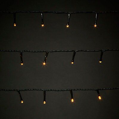 120 Warm white LED With timer String lights Green cable