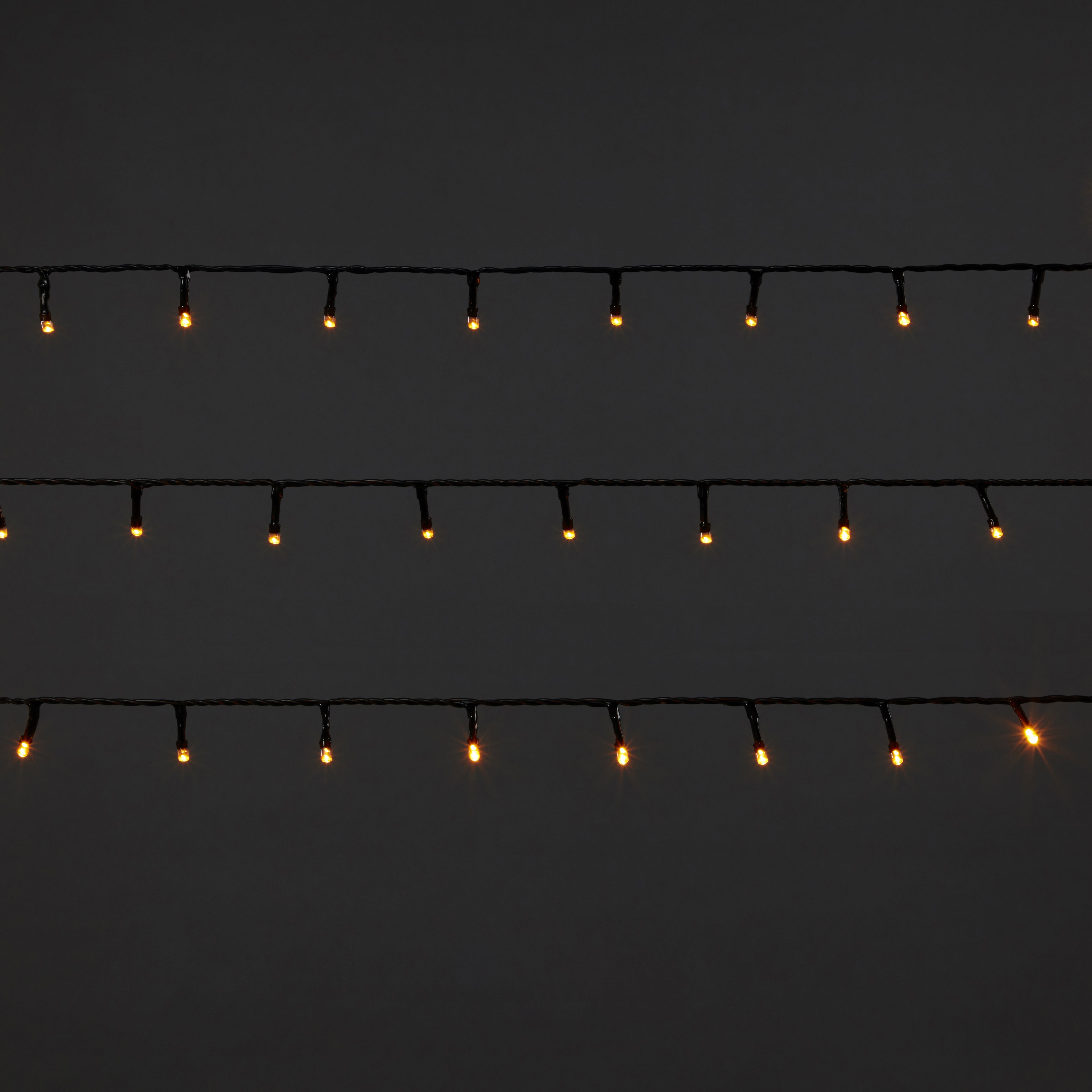 120 Warm white LED With timer String lights Green cable