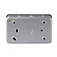 13A Grey 2 gang Metal-clad switched USB socket with White inserts