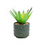 14cm Succulent Artificial plant in Green Aztec Ceramic Pot