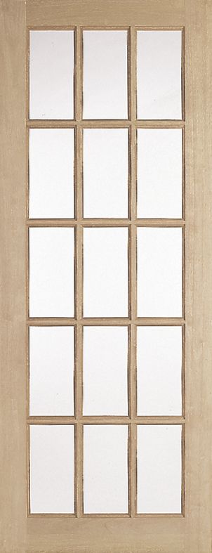 15 Lite Clear Glazed Traditional Internal Knotty pine Door, (H)1981mm (W)686mm (T)35mm