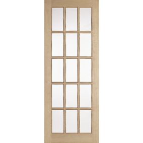 15 Lite Clear Glazed Traditional Internal Knotty pine Door, (H)1981mm (W)686mm (T)35mm