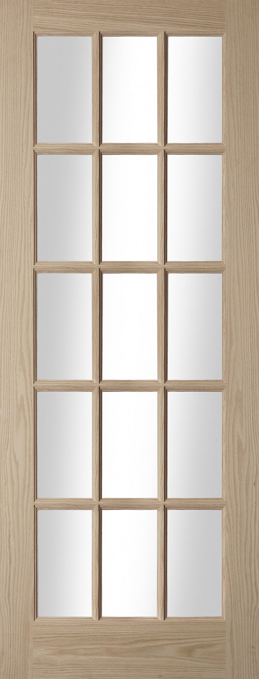 15 Lite Glazed Oak veneer Internal Door, (H)1981mm (W)686mm (T)35mm