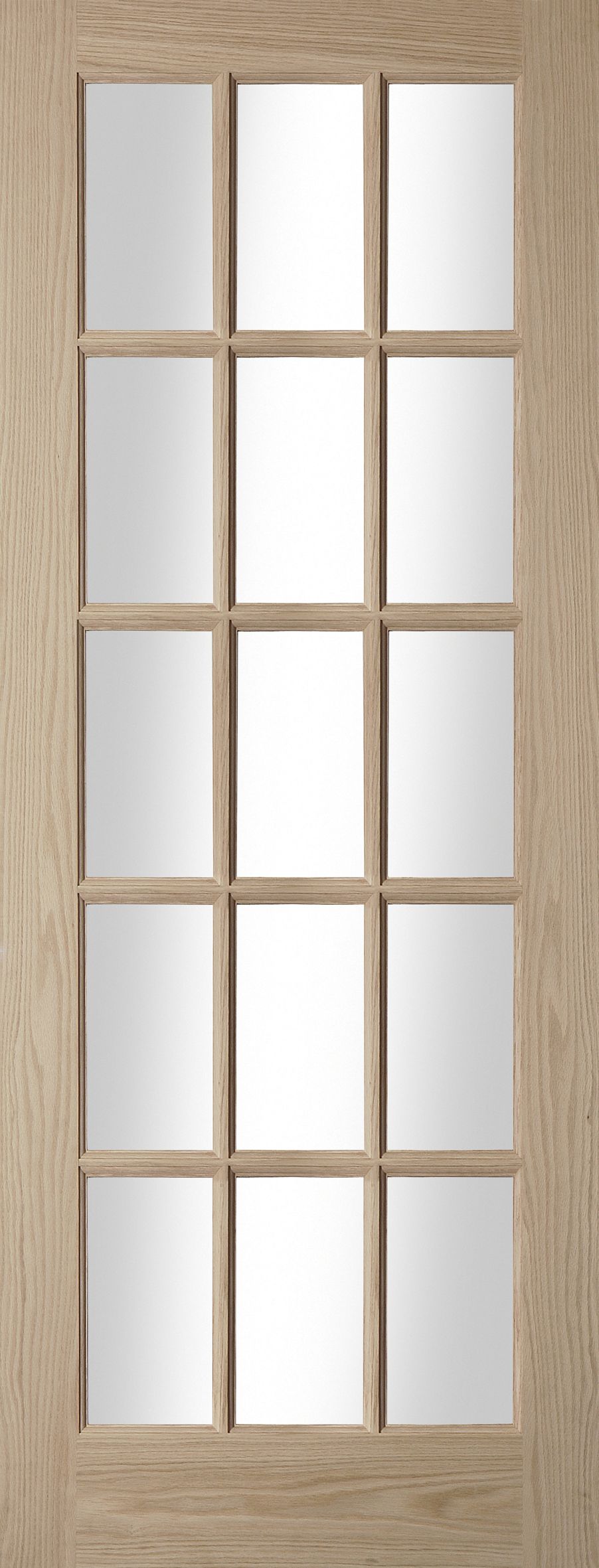 15 Lite Glazed Oak veneer Internal Door, (H)1981mm (W)762mm (T)35mm