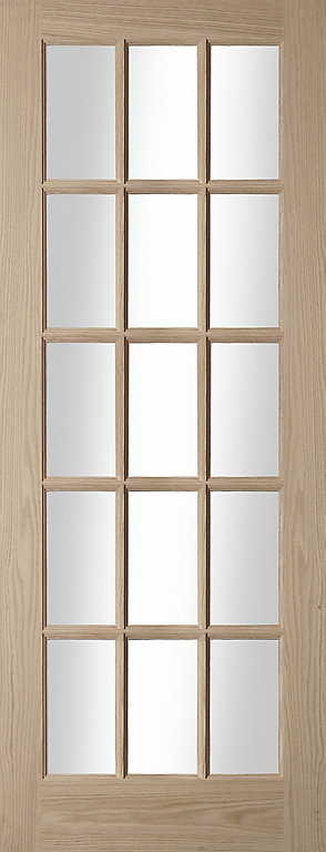 15 lite glazed oak veneer lh rh internal door h 2040mm w 826mm diy at b q