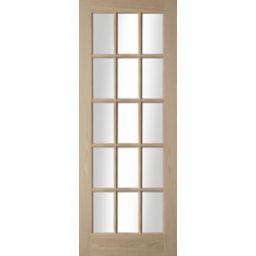 15 Lite Glazed Oak veneer LH & RH Internal Door, (H)2040mm (W)826mm