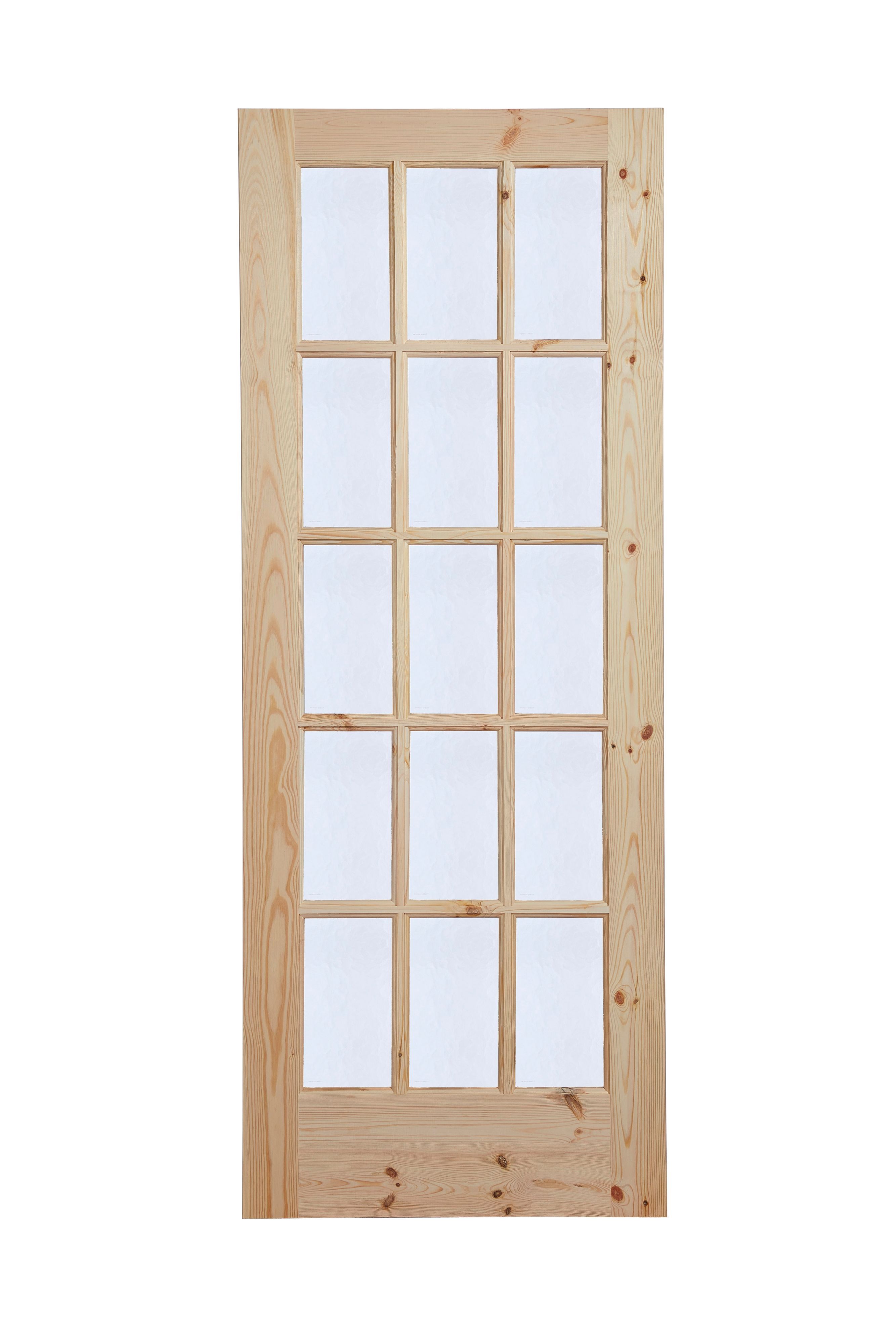 15 Lite Obscure Glazed Traditional Internal Knotty pine Door, (H)1981mm (W)762mm (T)35mm