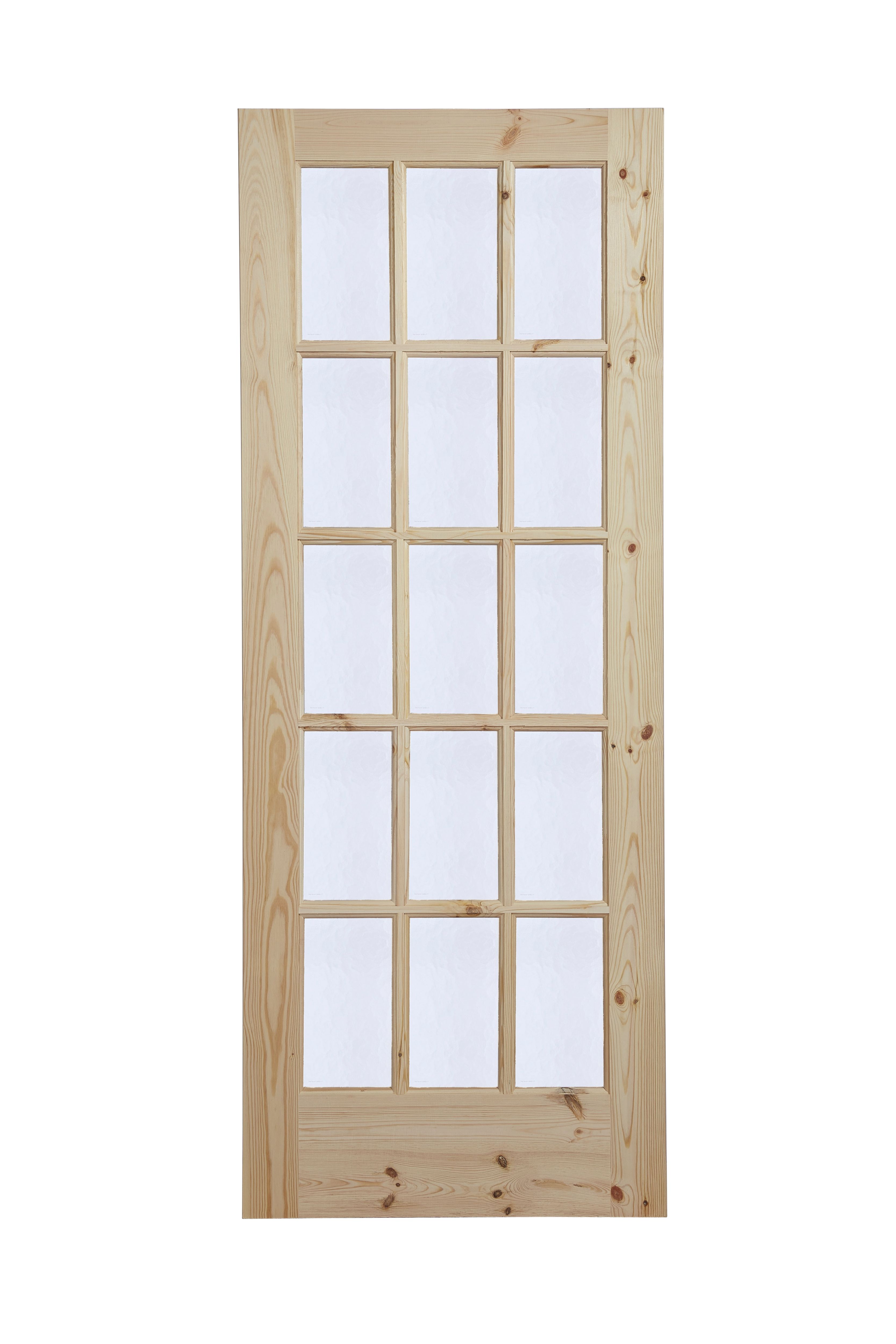 15 Lite Obscure Glazed Traditional Internal Knotty pine Door, (H)1981mm (W)838mm (T)35mm