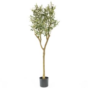 150cm Olive Tree Artificial plant in Black Mediterranean Pot