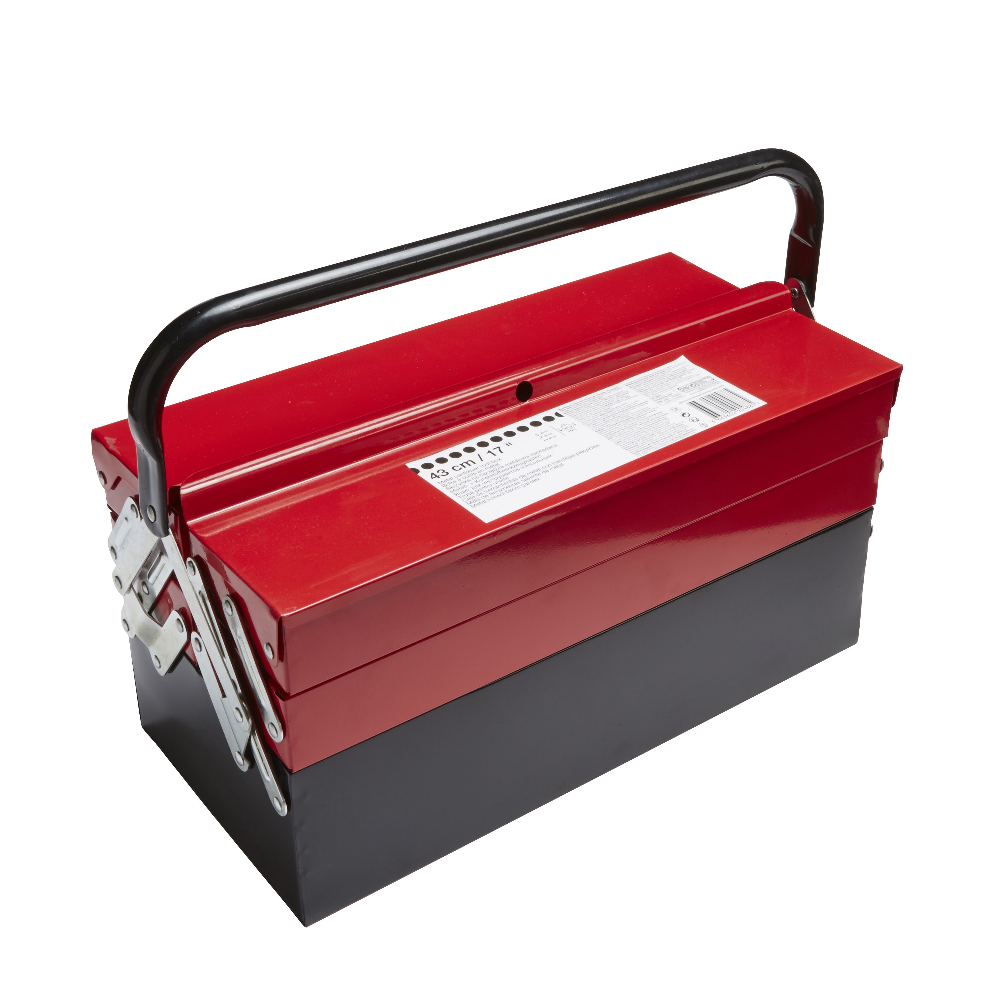 17" Metal 5 compartment Toolbox DIY at B&Q