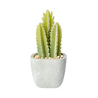 17cm Prickly pear cactus Artificial plant in Grey Concrete Pot