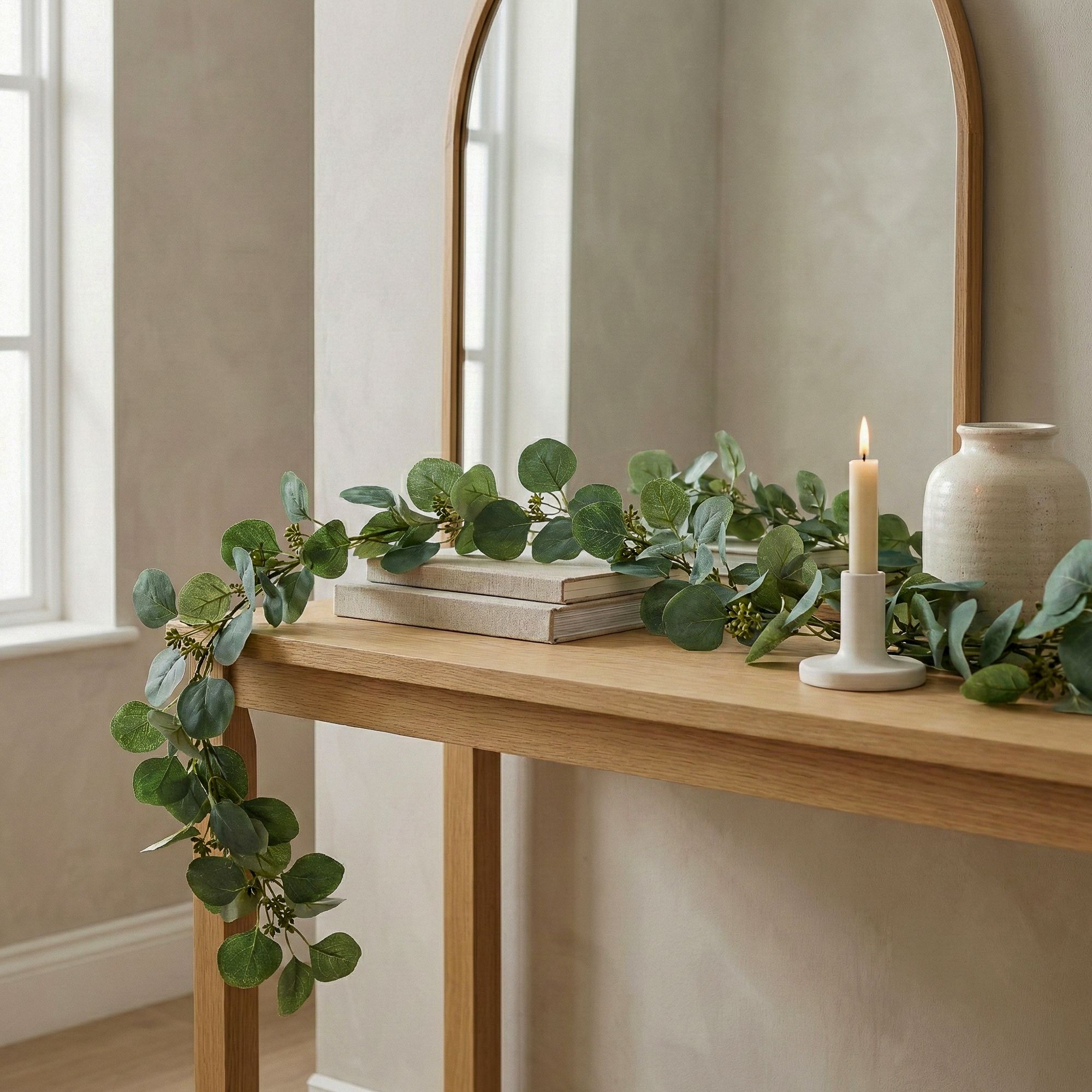 1800mm Leaves Unlit Garland - Green