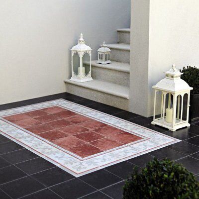 1930s Red Mosaic Porcelain Wall & floor Tile, Pack of 4, (L)200mm (W)200mm