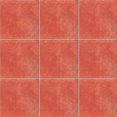 1930s Red Porcelain Wall & floor Tile, Pack of 25, (L)200mm (W)200mm