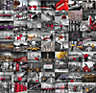 1Wall Black, red & white City Matt Mural