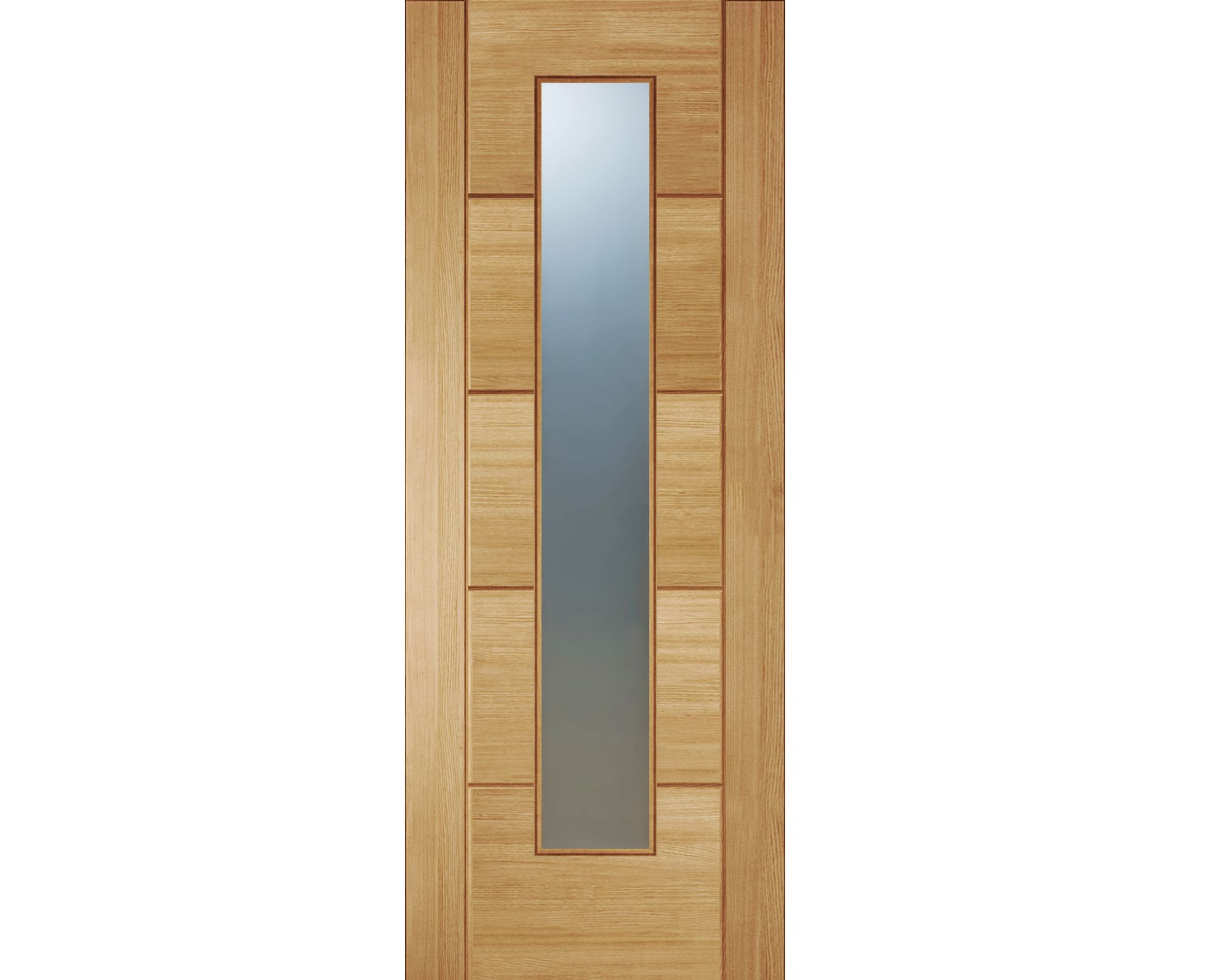 2 Lite Linear Clear Glazed Contemporary White oak veneer Internal Door, (H)1981mm (W)686mm (T)35mm