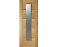 2 Lite Linear Clear Glazed Contemporary White oak veneer Internal Door, (H)1981mm (W)762mm (T)35mm