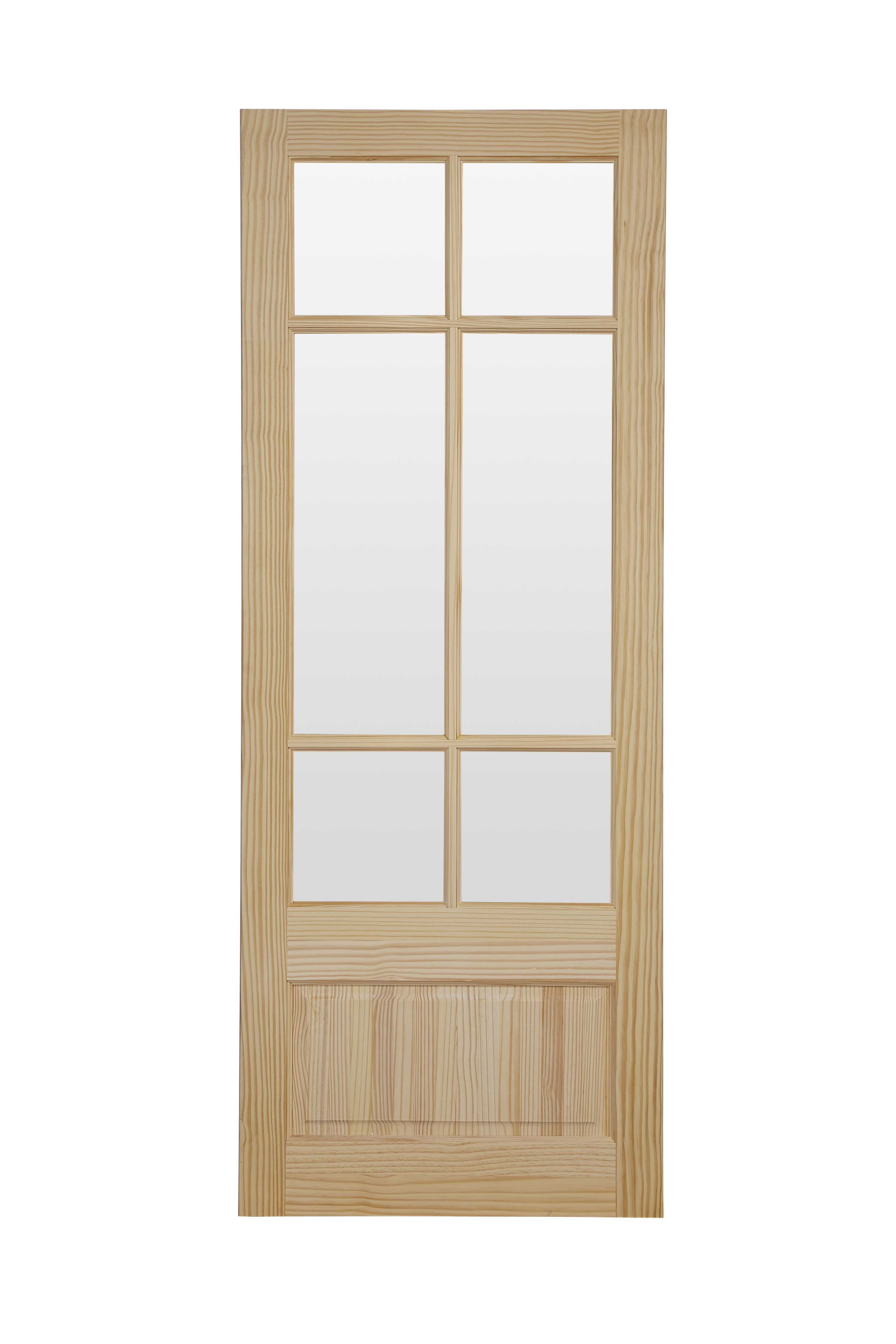 2 panel 6 Lite Clear Glazed Contemporary Pine veneer Internal Clear pine Door, (H)1981mm (W)686mm (T)35mm