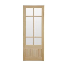2 panel 6 Lite Clear Glazed Contemporary Pine veneer Internal Clear pine Door, (H)1981mm (W)686mm (T)35mm