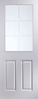 2 panel 6 Lite Etched Glazed Pre-painted White Internal Door, (H)1981mm (W)762mm (T)35mm