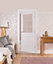 2 panel 6 Lite Etched Glazed Pre-painted White Internal Door, (H)1981mm (W)762mm (T)35mm